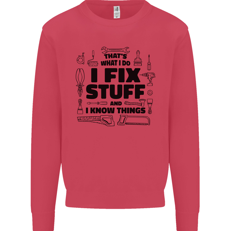 I Fix Stuff Funny Handyman Tradesman DIY Kids Sweatshirt Jumper Heliconia