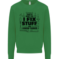 I Fix Stuff Funny Handyman Tradesman DIY Kids Sweatshirt Jumper Irish Green