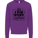I Fix Stuff Funny Handyman Tradesman DIY Kids Sweatshirt Jumper Purple