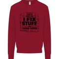 I Fix Stuff Funny Handyman Tradesman DIY Kids Sweatshirt Jumper Red