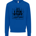 I Fix Stuff Funny Handyman Tradesman DIY Kids Sweatshirt Jumper Royal Blue