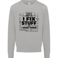 I Fix Stuff Funny Handyman Tradesman DIY Kids Sweatshirt Jumper Sports Grey