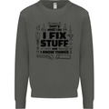 I Fix Stuff Funny Handyman Tradesman DIY Kids Sweatshirt Jumper Storm Grey