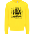 I Fix Stuff Funny Handyman Tradesman DIY Kids Sweatshirt Jumper Yellow