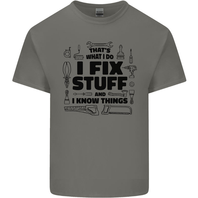 I Fix Stuff Funny Handyman Tradesman DIY Kids T-Shirt Childrens Charcoal