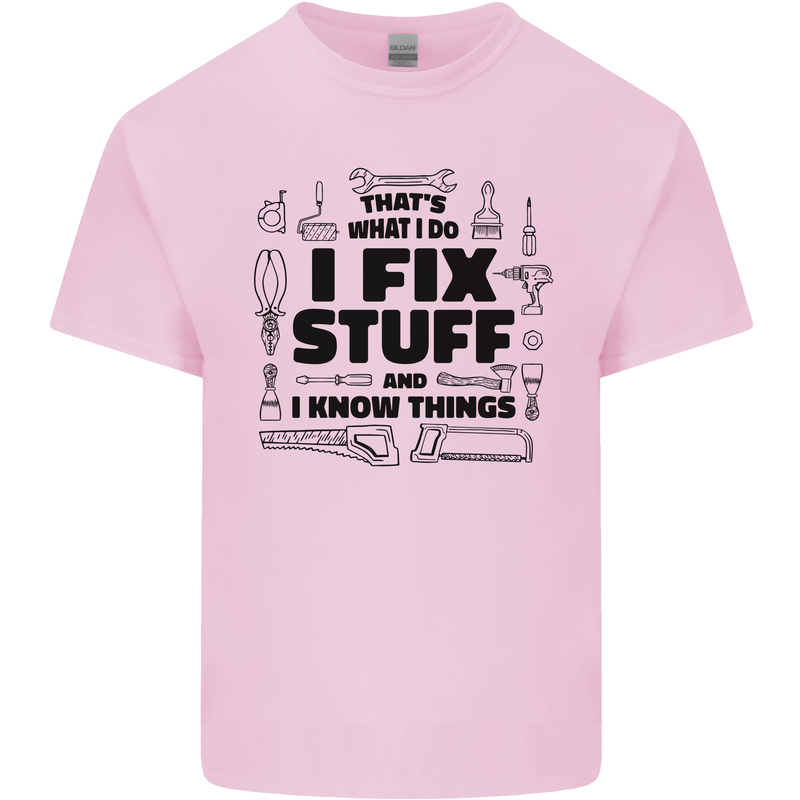 I Fix Stuff Funny Handyman Tradesman DIY Kids T-Shirt Childrens Light Pink