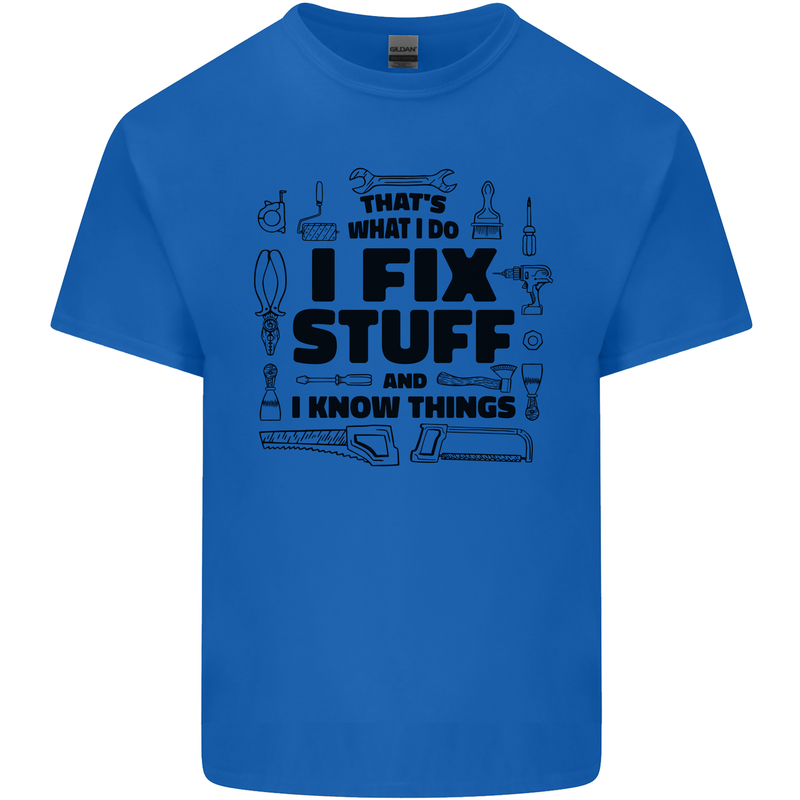 I Fix Stuff Funny Handyman Tradesman DIY Kids T-Shirt Childrens Royal Blue