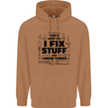 I Fix Stuff Funny Handyman Tradesman DIY Mens 80% Cotton Hoodie Caramel Latte