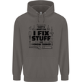 I Fix Stuff Funny Handyman Tradesman DIY Mens 80% Cotton Hoodie Charcoal