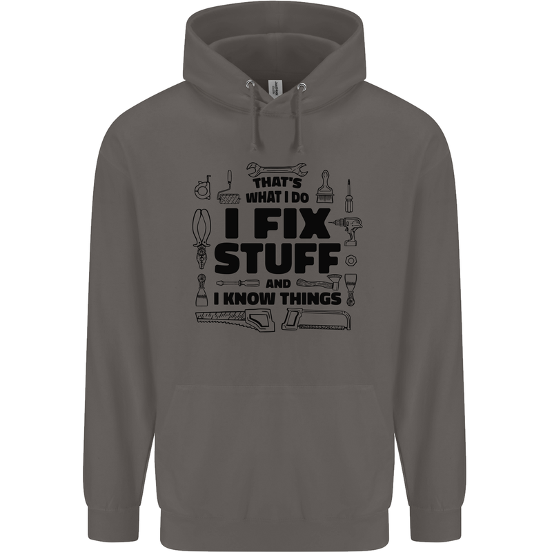I Fix Stuff Funny Handyman Tradesman DIY Mens 80% Cotton Hoodie Charcoal