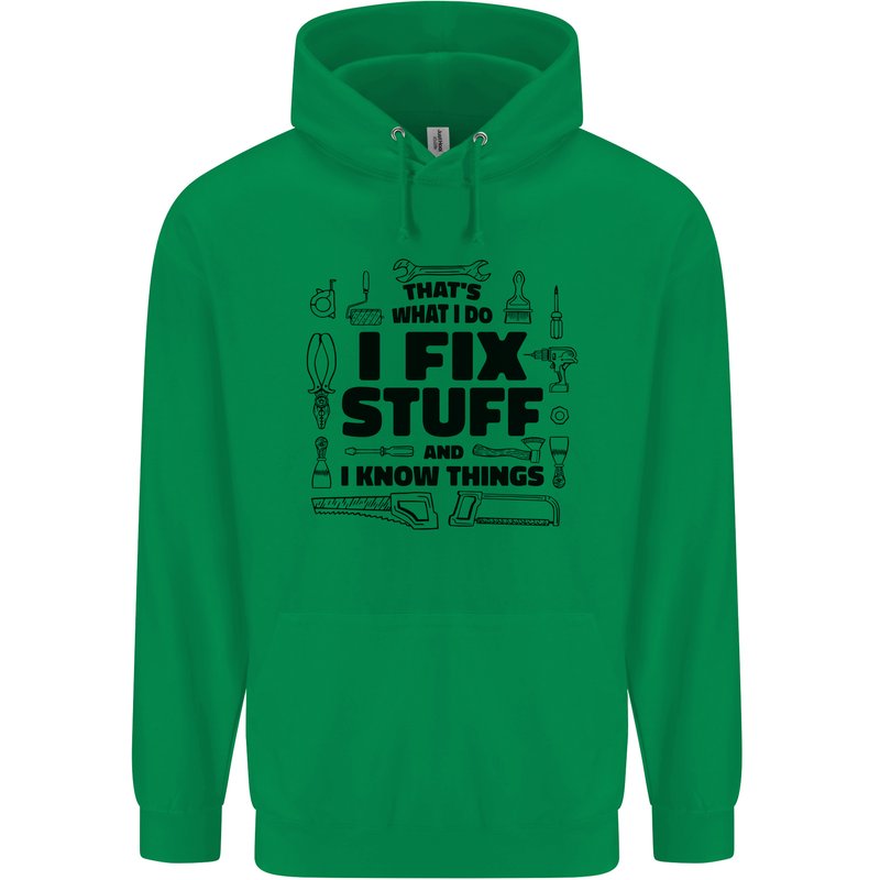 I Fix Stuff Funny Handyman Tradesman DIY Mens 80% Cotton Hoodie Irish Green