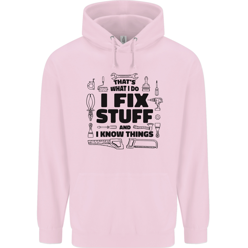 I Fix Stuff Funny Handyman Tradesman DIY Mens 80% Cotton Hoodie Light Pink