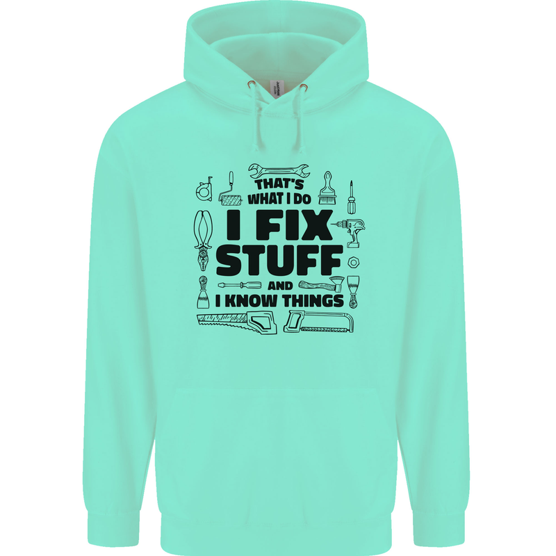 I Fix Stuff Funny Handyman Tradesman DIY Mens 80% Cotton Hoodie Peppermint