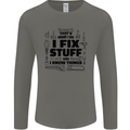 I Fix Stuff Funny Handyman Tradesman DIY Mens Long Sleeve T-Shirt Charcoal