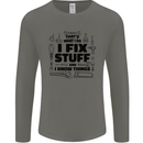 I Fix Stuff Funny Handyman Tradesman DIY Mens Long Sleeve T-Shirt Charcoal