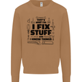 I Fix Stuff Funny Handyman Tradesman DIY Mens Sweatshirt Jumper Caramel Latte