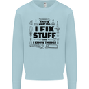 I Fix Stuff Funny Handyman Tradesman DIY Mens Sweatshirt Jumper Light Blue