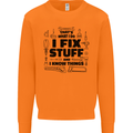 I Fix Stuff Funny Handyman Tradesman DIY Mens Sweatshirt Jumper Orange