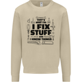 I Fix Stuff Funny Handyman Tradesman DIY Mens Sweatshirt Jumper Sand