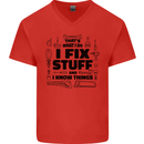 I Fix Stuff Funny Handyman Tradesman DIY Mens V-Neck Cotton T-Shirt Red