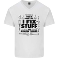 I Fix Stuff Funny Handyman Tradesman DIY Mens V-Neck Cotton T-Shirt White