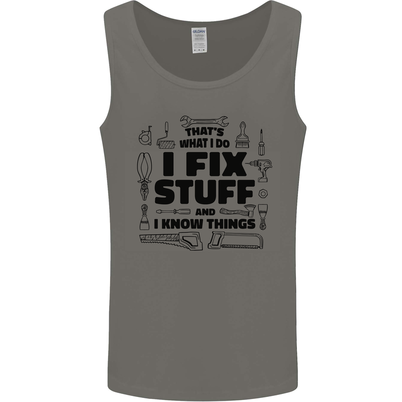 I Fix Stuff Funny Handyman Tradesman DIY Mens Vest Tank Top Charcoal