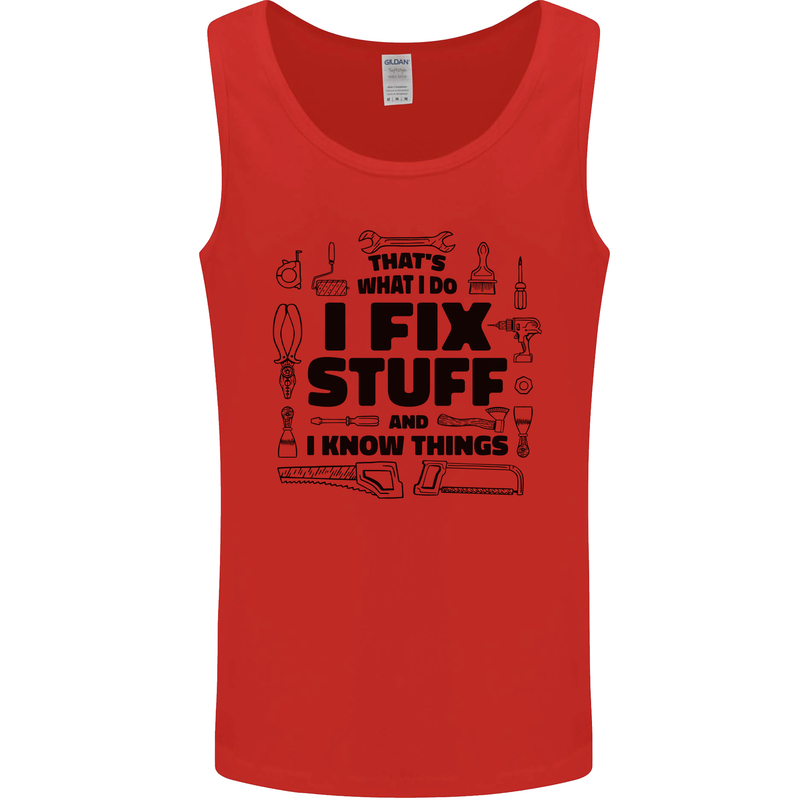 I Fix Stuff Funny Handyman Tradesman DIY Mens Vest Tank Top Red