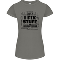 I Fix Stuff Funny Handyman Tradesman DIY Womens Petite Cut T-Shirt Charcoal