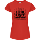 I Fix Stuff Funny Handyman Tradesman DIY Womens Petite Cut T-Shirt Red