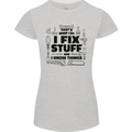 I Fix Stuff Funny Handyman Tradesman DIY Womens Petite Cut T-Shirt Sports Grey