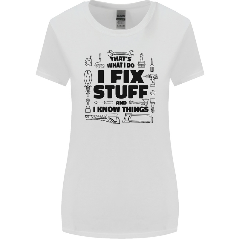 I Fix Stuff Funny Handyman Tradesman DIY Womens Wider Cut T-Shirt White