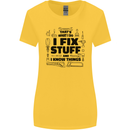 I Fix Stuff Funny Handyman Tradesman DIY Womens Wider Cut T-Shirt Yellow