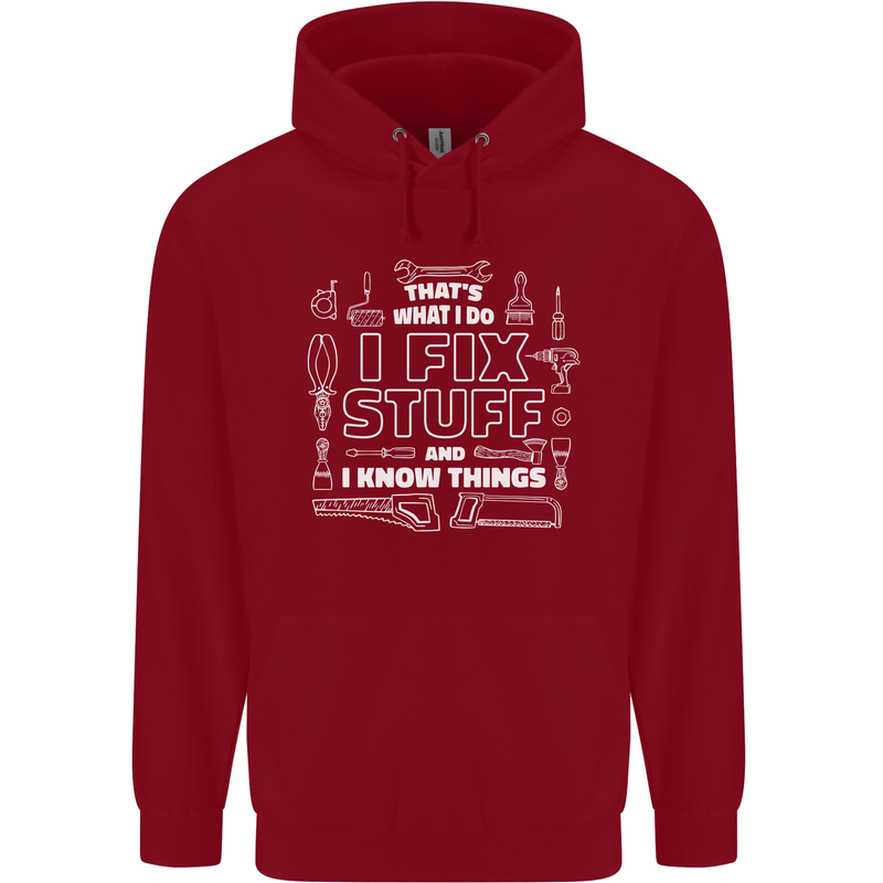 I Fix Stuff Funny Plumber Electrician Mechanic Childrens Kids Hoodie Red