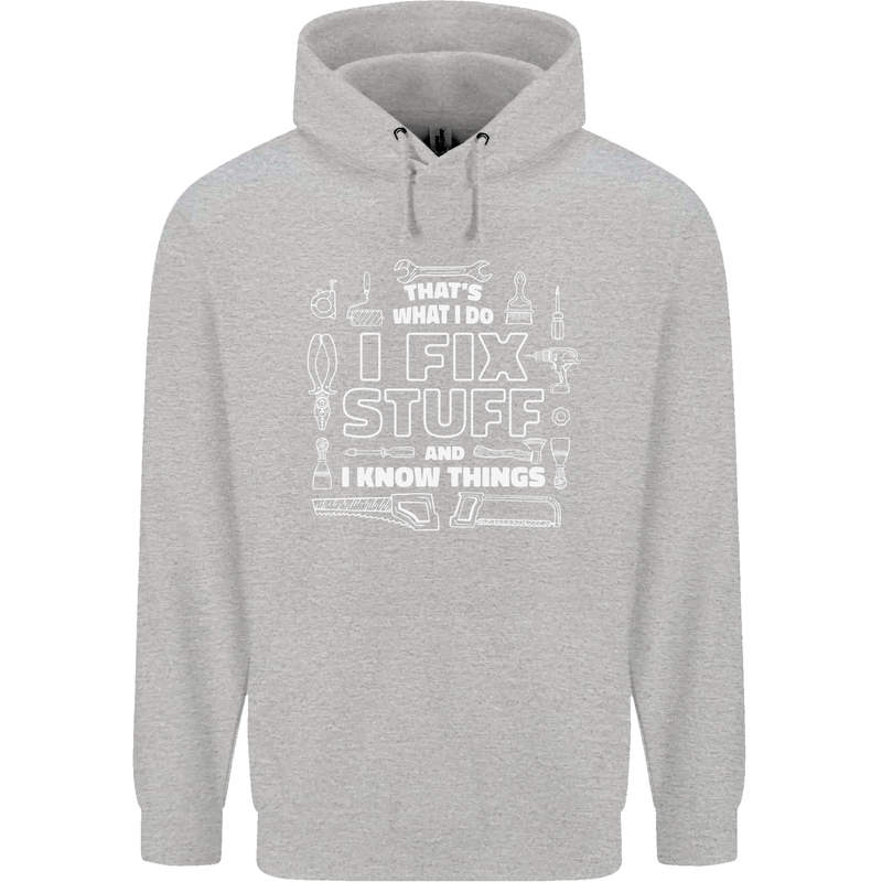 I Fix Stuff Funny Plumber Electrician Mechanic Childrens Kids Hoodie Sports Grey