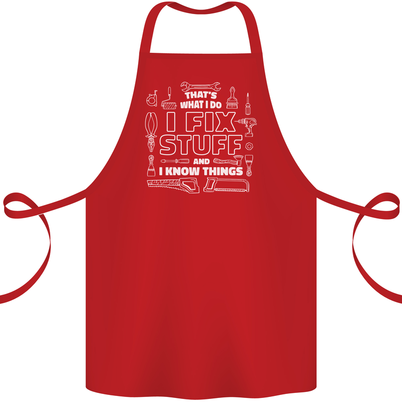 I Fix Stuff Funny Plumber Electrician Mechanic Cotton Apron 100% Organic Red