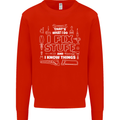 I Fix Stuff Funny Plumber Electrician Mechanic Kids Sweatshirt Jumper Bright Red