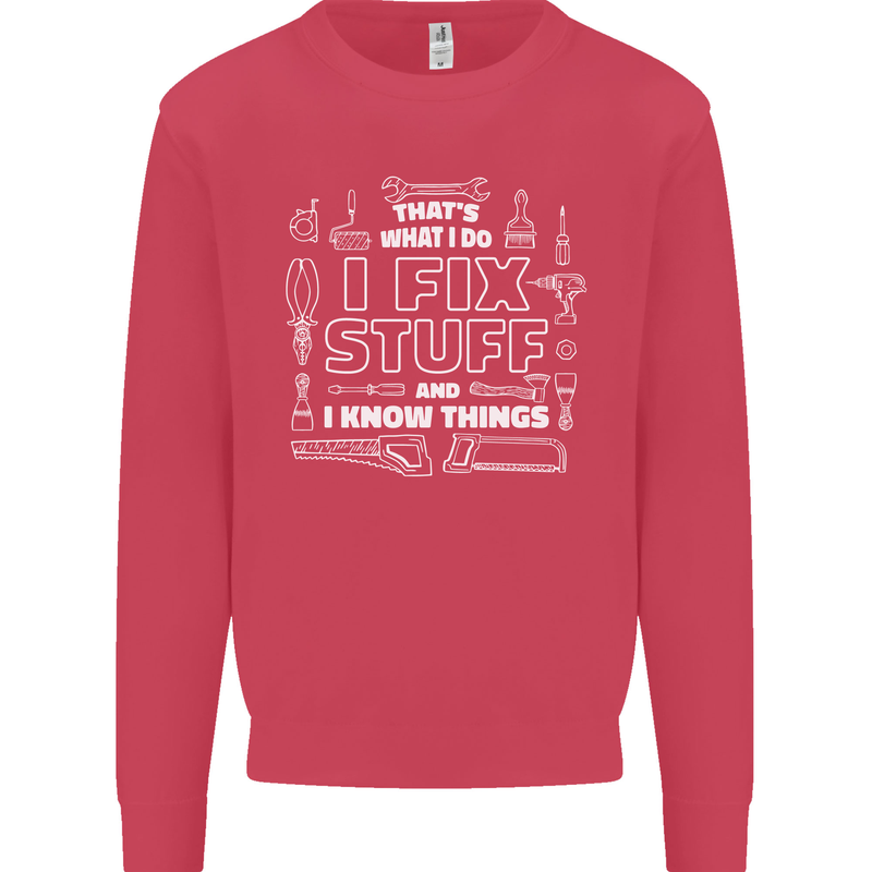 I Fix Stuff Funny Plumber Electrician Mechanic Kids Sweatshirt Jumper Heliconia