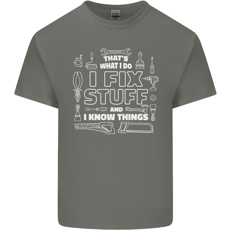 I Fix Stuff Funny Plumber Electrician Mechanic Kids T-Shirt Childrens Charcoal