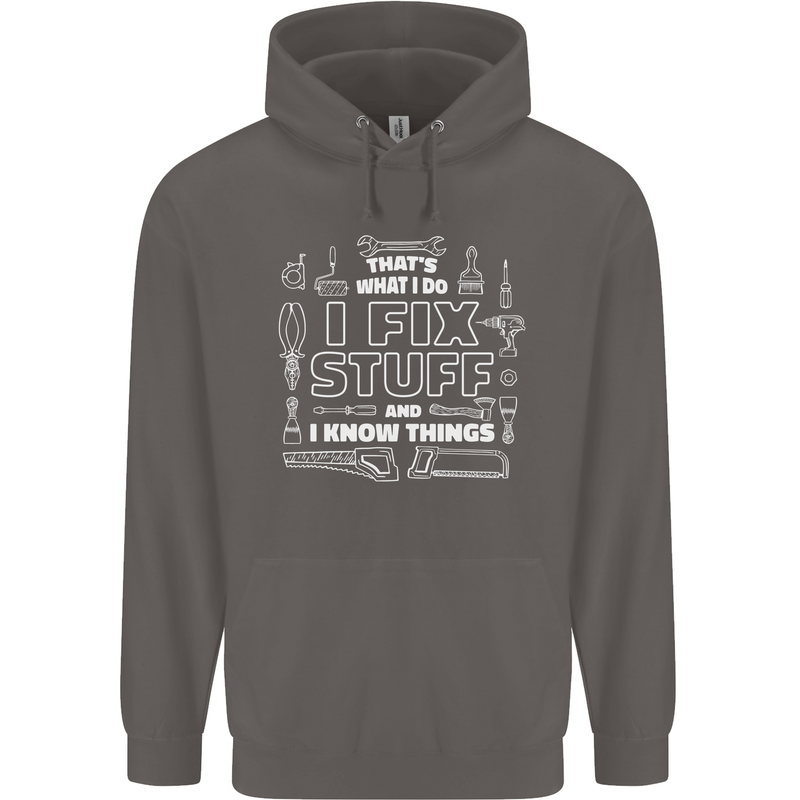 I Fix Stuff Funny Plumber Electrician Mechanic Mens 80% Cotton Hoodie Charcoal