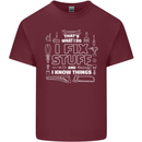 I Fix Stuff Funny Plumber Electrician Mechanic Mens Cotton T-Shirt Tee Top Maroon