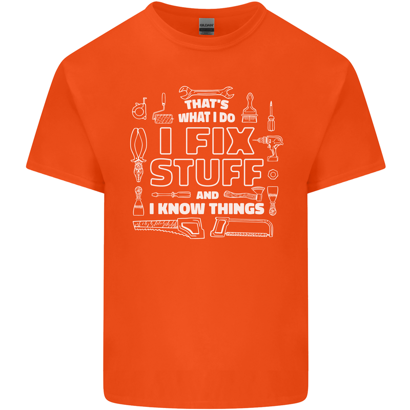I Fix Stuff Funny Plumber Electrician Mechanic Mens Cotton T-Shirt Tee Top Orange