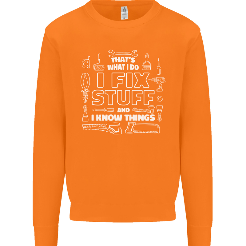 I Fix Stuff Funny Plumber Electrician Mechanic Mens Sweatshirt Jumper Orange