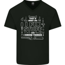 I Fix Stuff Funny Plumber Electrician Mechanic Mens V-Neck Cotton T-Shirt Black