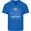 I Fix Stuff Funny Plumber Electrician Mechanic Mens V-Neck Cotton T-Shirt Royal Blue