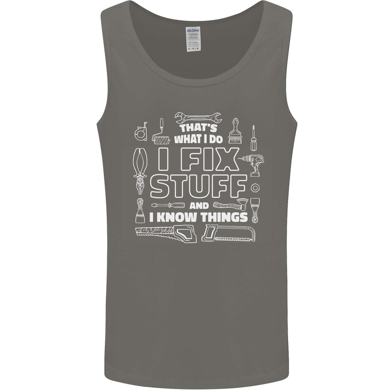 I Fix Stuff Funny Plumber Electrician Mechanic Mens Vest Tank Top Charcoal