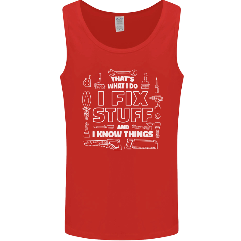 I Fix Stuff Funny Plumber Electrician Mechanic Mens Vest Tank Top Red