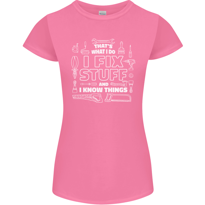 I Fix Stuff Funny Plumber Electrician Mechanic Womens Petite Cut T-Shirt Azalea