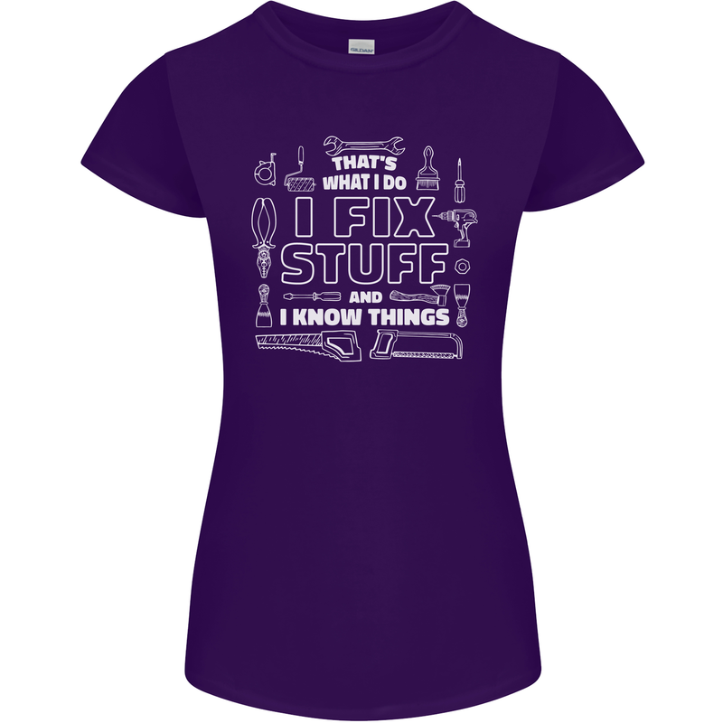 I Fix Stuff Funny Plumber Electrician Mechanic Womens Petite Cut T-Shirt Purple