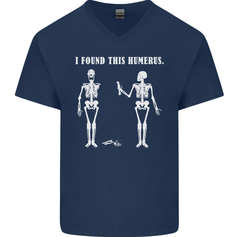 I Found This Humerus Funny Slogan Humorous Mens V-Neck Cotton T-Shirt Navy Blue
