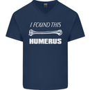 I Found This Humerus Funny Slogan Mens V-Neck Cotton T-Shirt Navy Blue
